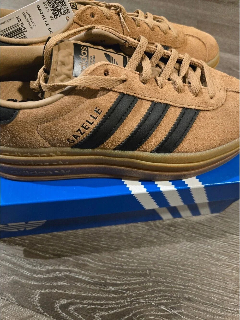 adidas Gazelle Bold W Cardboard Black Gum JQ3582 Women's 8 New Box